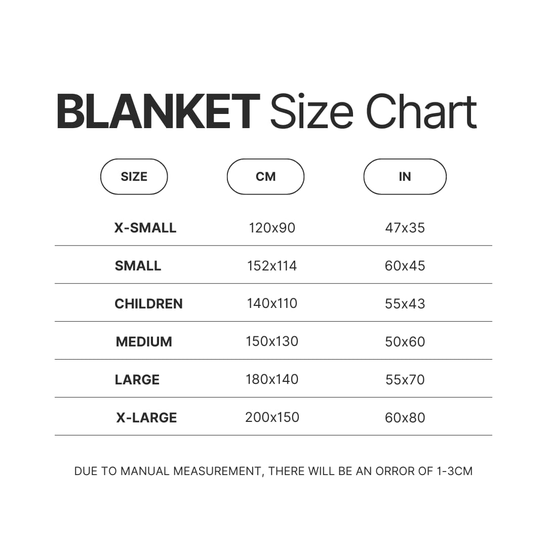 Blanket Size Chart - Pompom Purin Shop